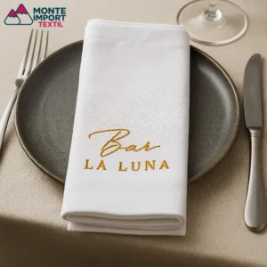 Servilleta blanca 50% poliéster 50% algodón con bordado