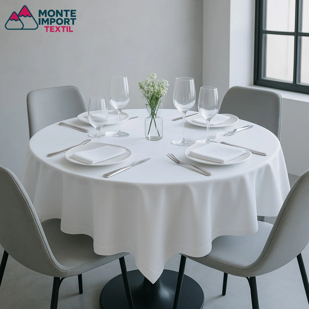 Mantelería lisa satén 50/50 en salón de eventos